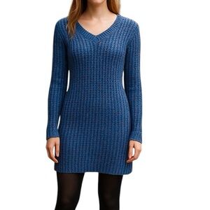 BCBGeneration Long Sleeve Knit Sweater Dress Blue
